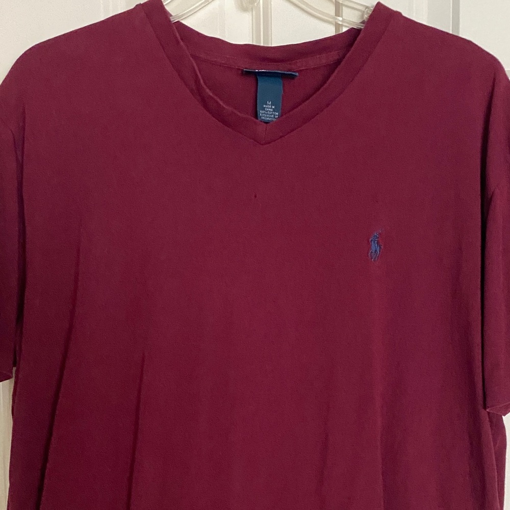 Polo by Ralph Lauren Men's Maroon V-Neck Tee